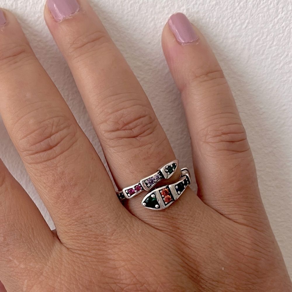 The Multi-Colored Serpent Ring in 925 silver